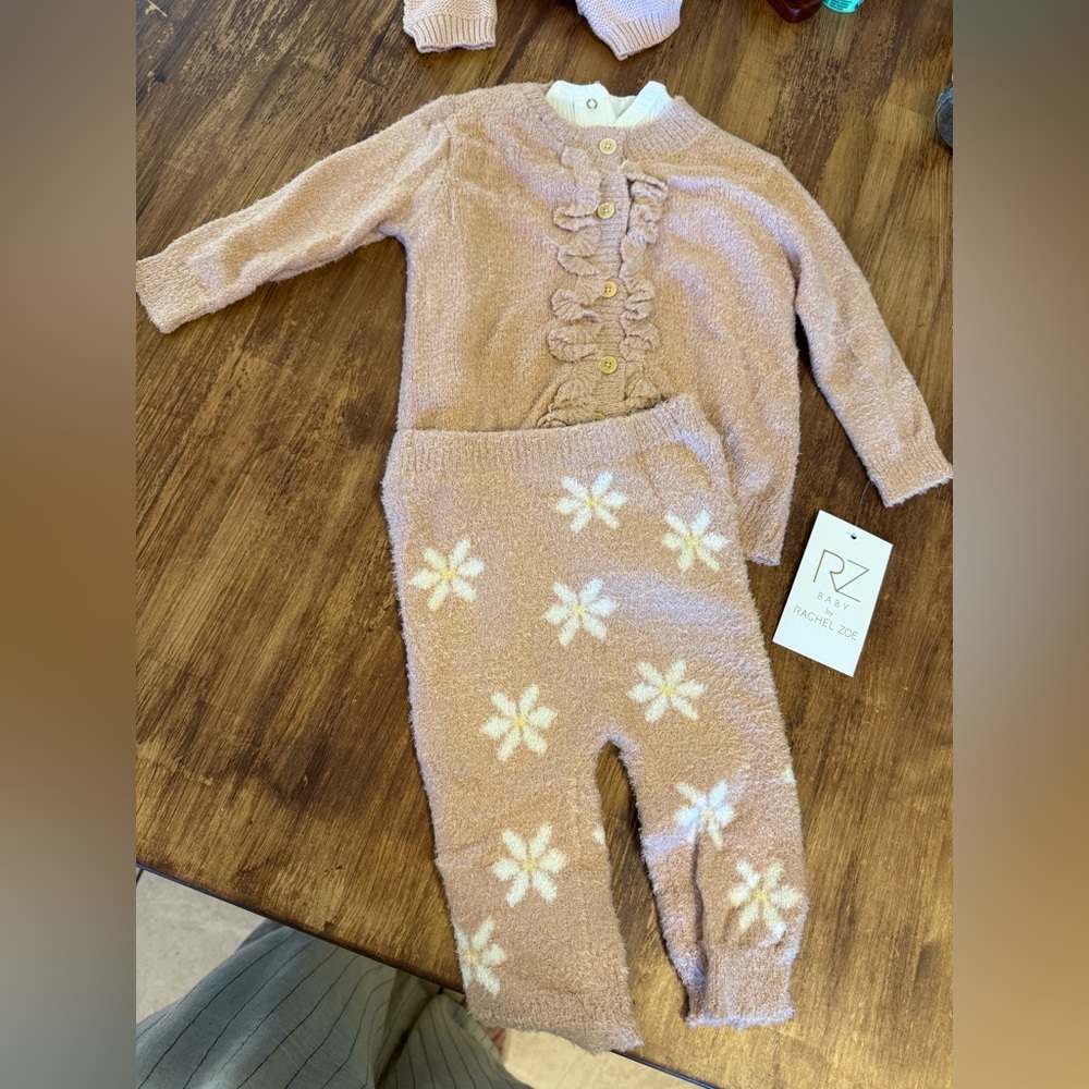 Pink Baby Outfit with White Floral Design